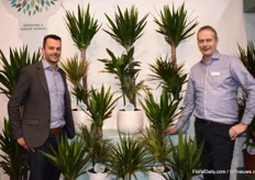 Corné van Winden and Richard Visser of ForEver Plants presenting their Carnevaltoef. The concept shows three different tropical plants in one pot and is available in different pot sizes.